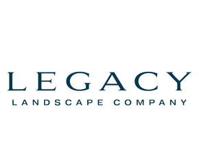 Legacy Landscape Company logo in blue serif text on a white background