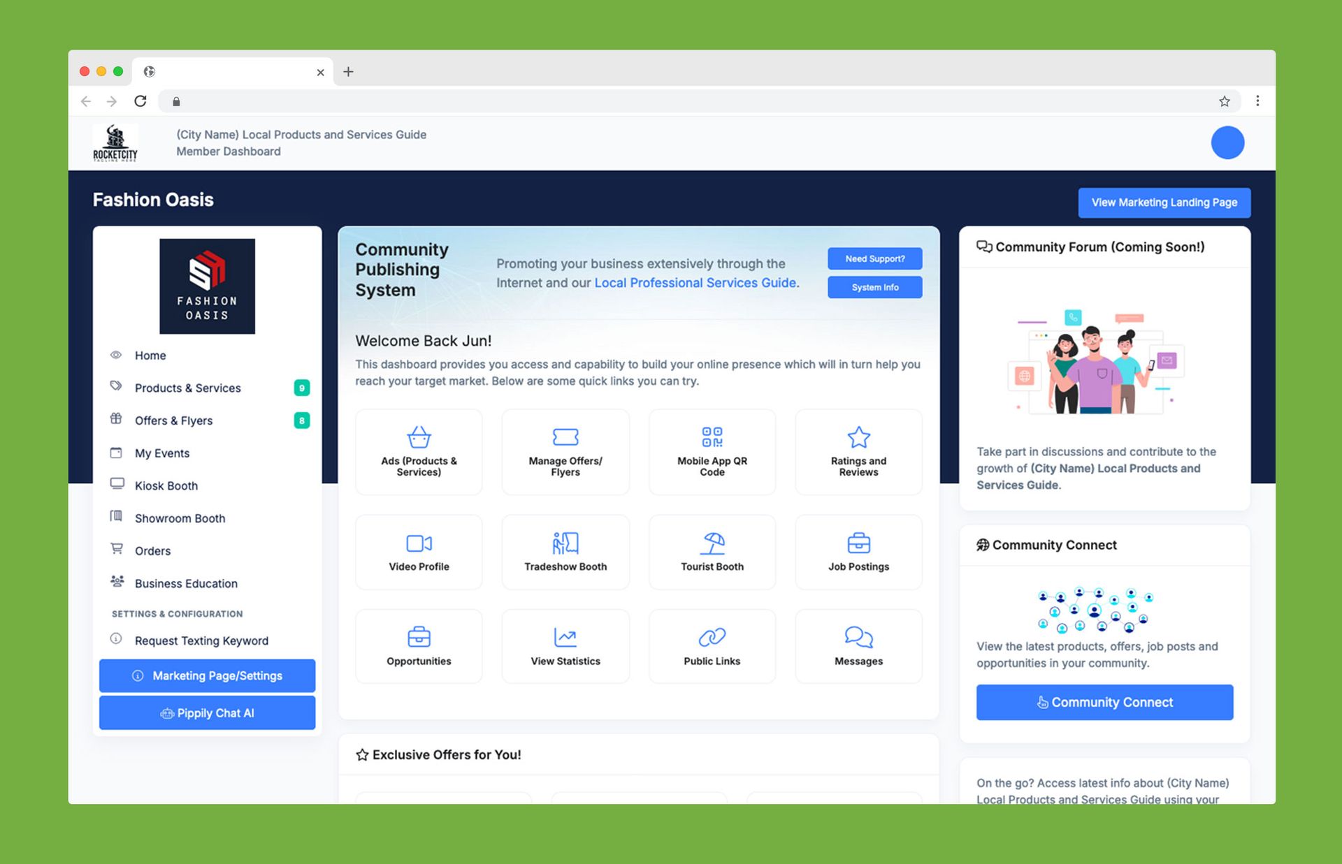 Screenshot of a government website dashboard with various features and options for users.