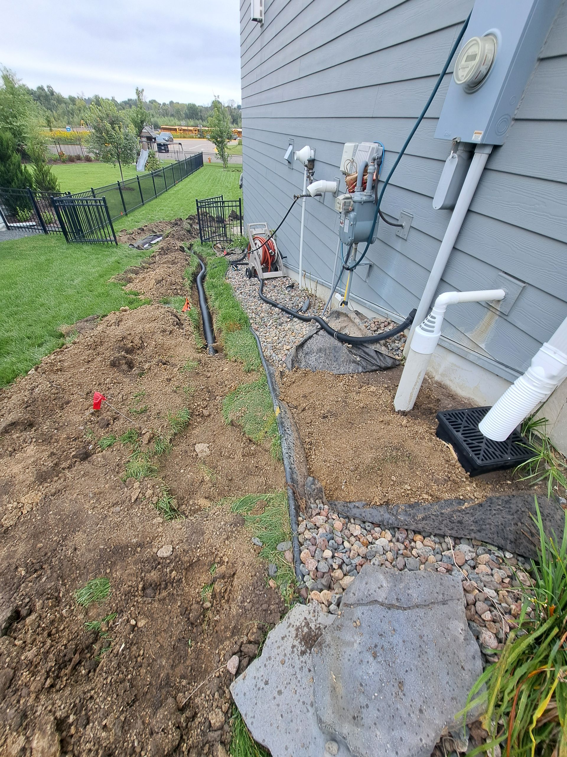 New underground sump pump discharge system to handle water from discharge in Maple Grove MN