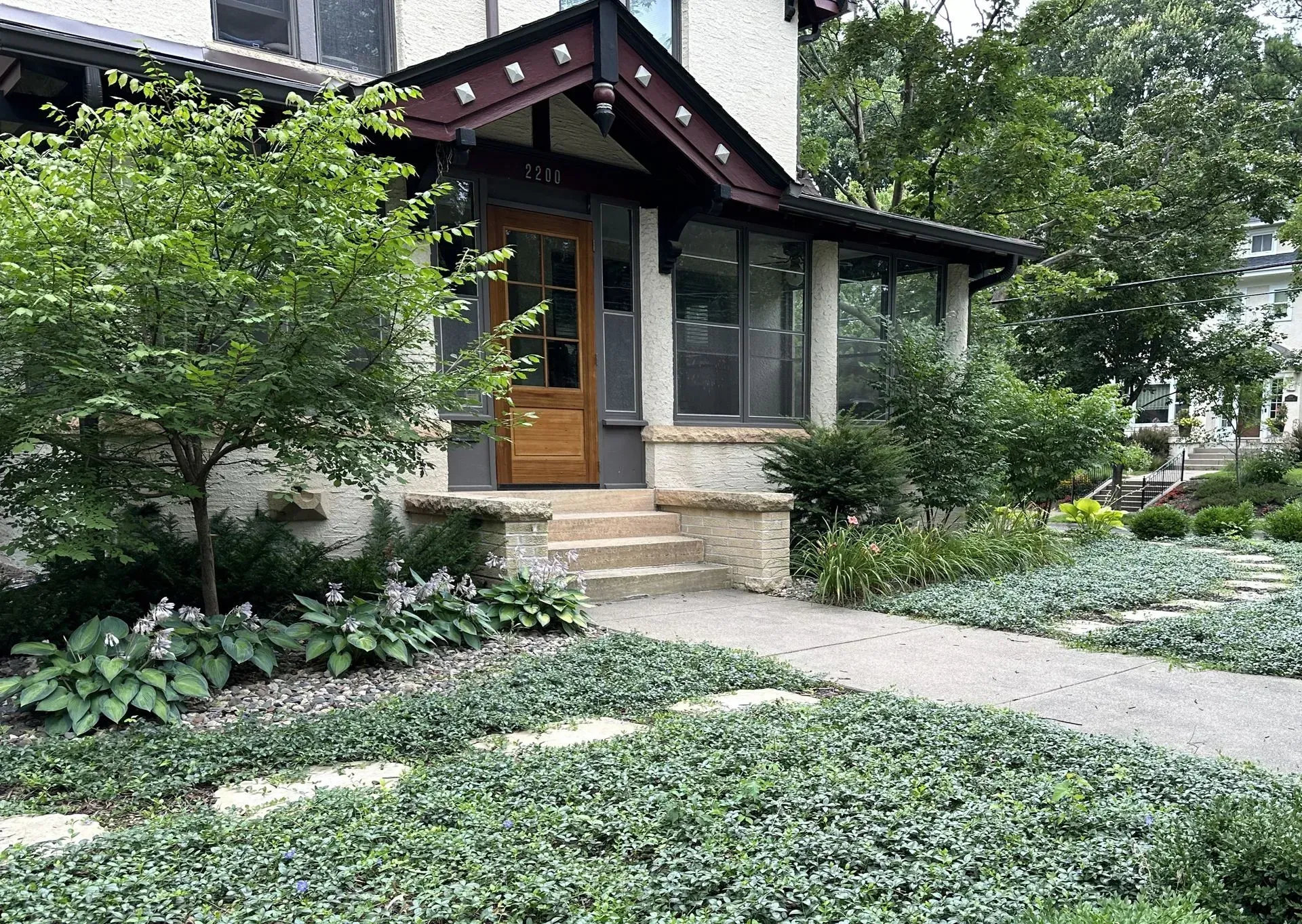 front yard landscaping ground covers low maintenance replace lawn with plantings
