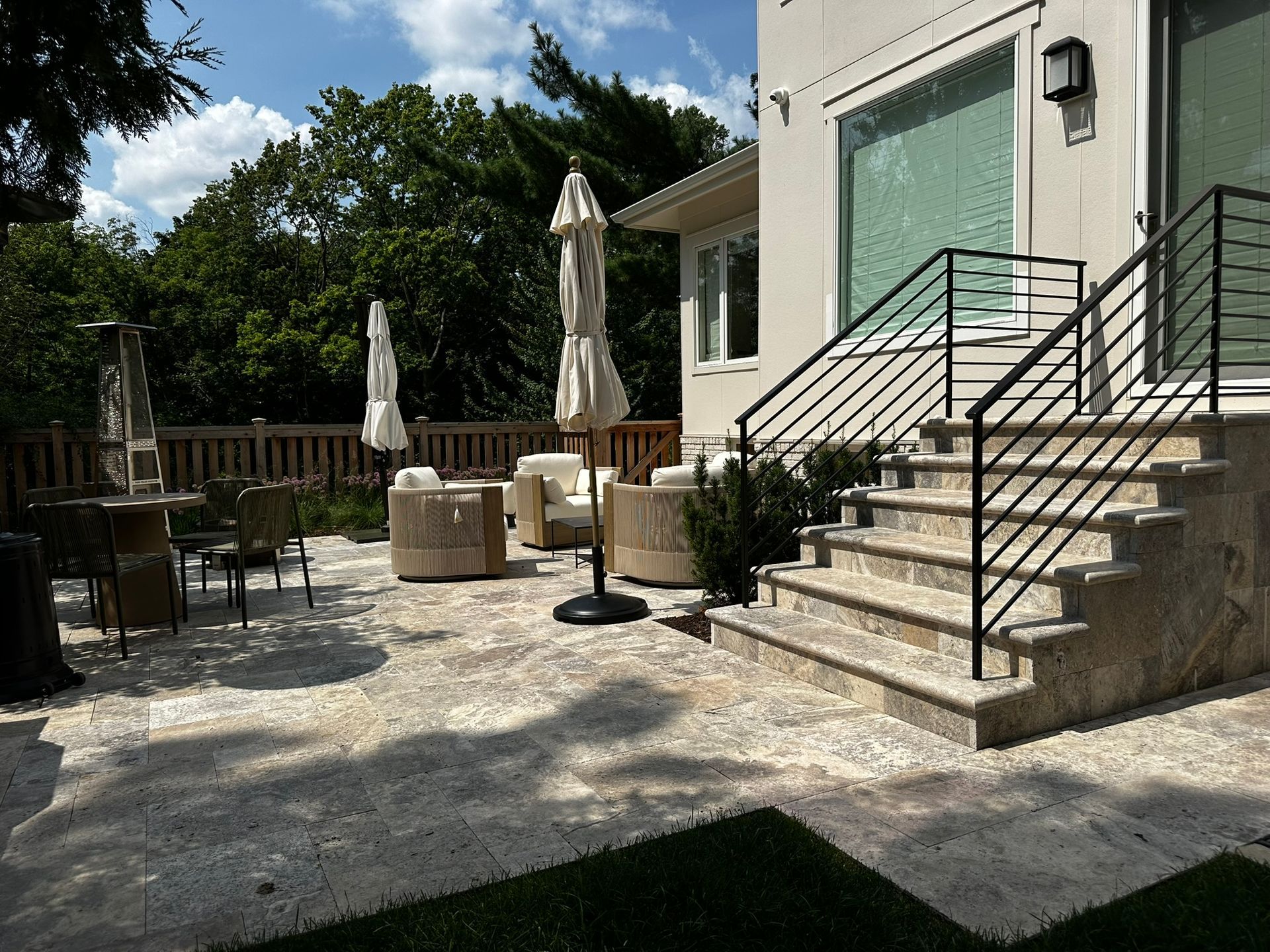 New natural stone patio door steps and landing in Minneapolis MN