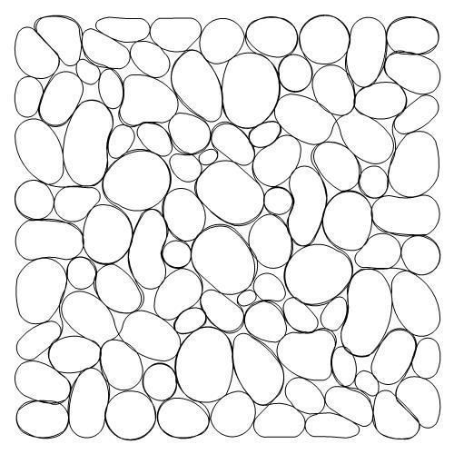 A black and white drawing of a pile of rocks on a white background.