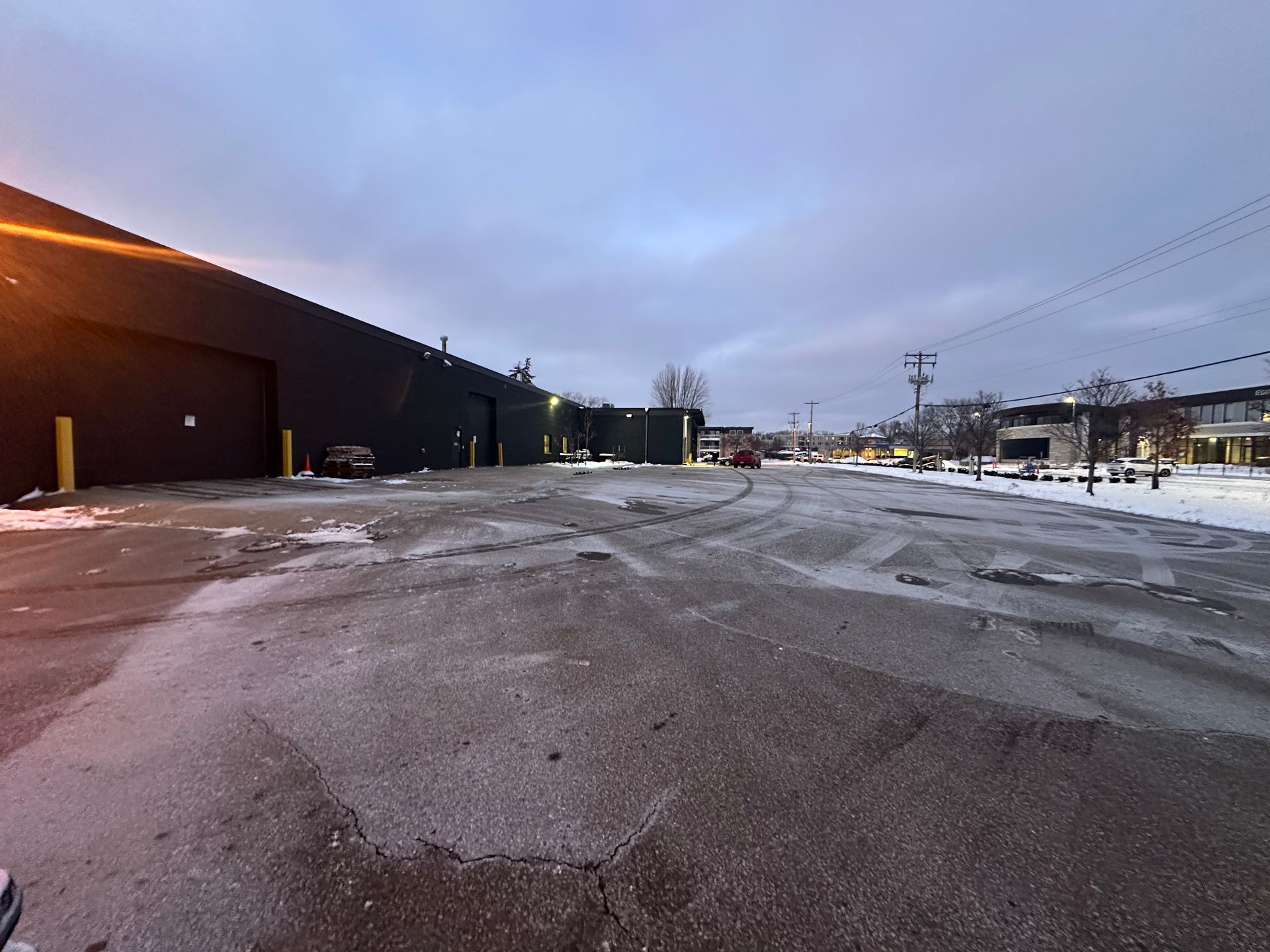 Commercial lot snow plowing in Edina, Minnesota