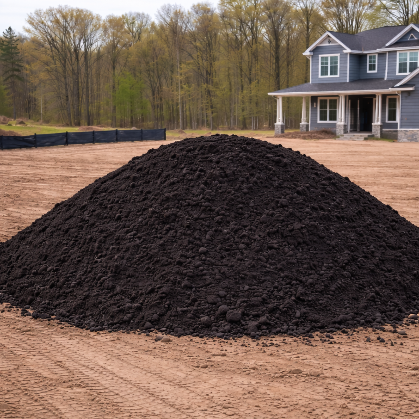 Large pile or compost in a clay lawn in Minnetonka MN that KG will spread to fix clay yard for growing better lawn