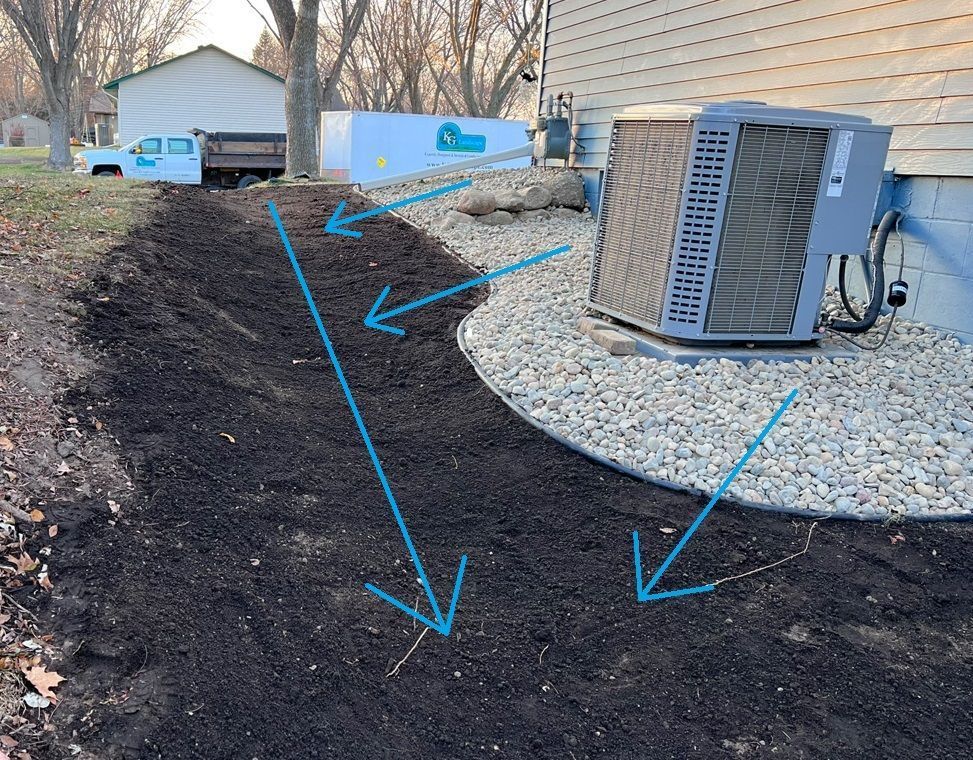 KG landscape crew regraded side yard to protect house from water problems in Minneapolis MN