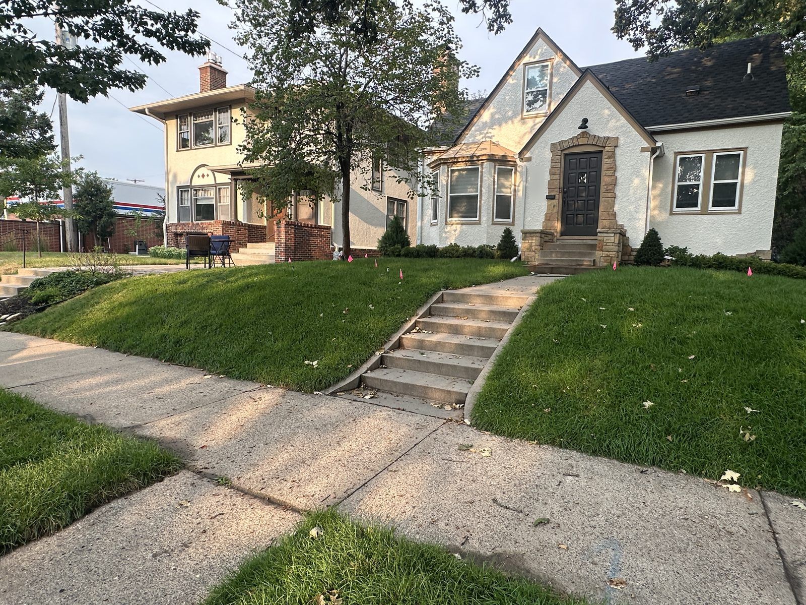 Same Minneapolis front yard after regrading and new sod