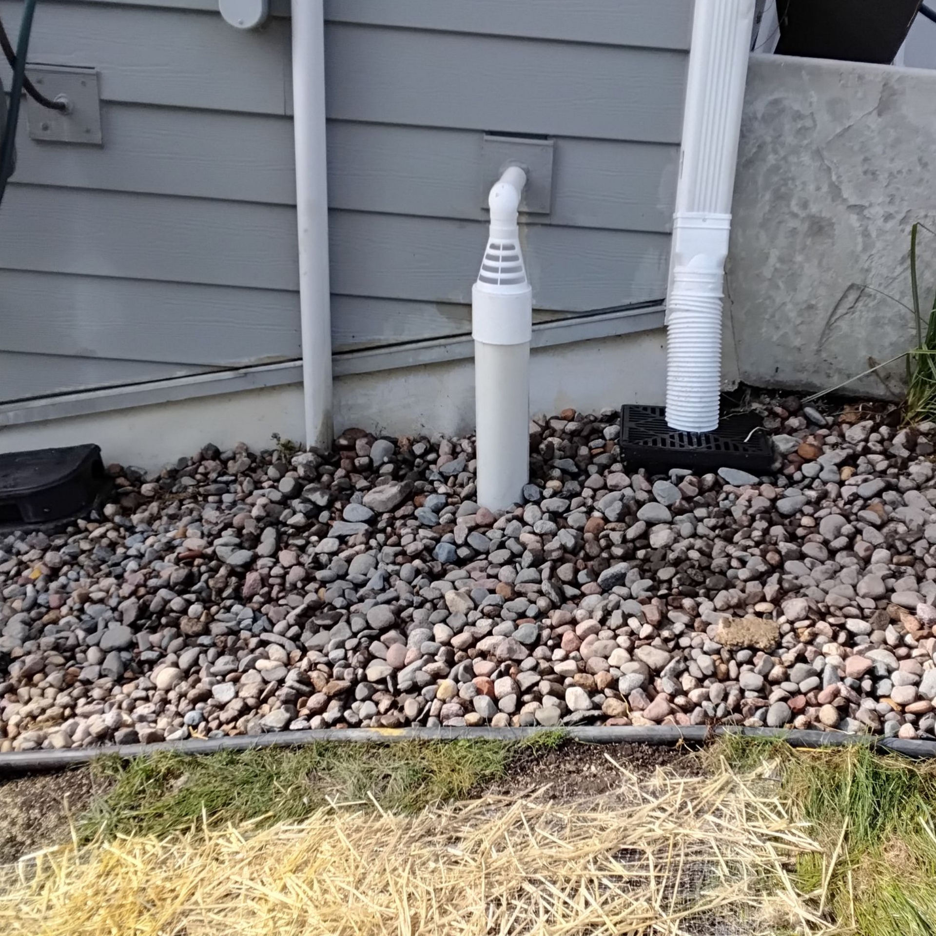 Underground downspout and sump pump discharge drainage system solution we installed in Plymouth