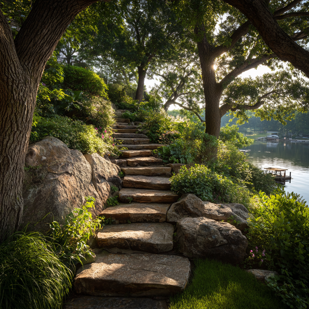 patio near mature trees