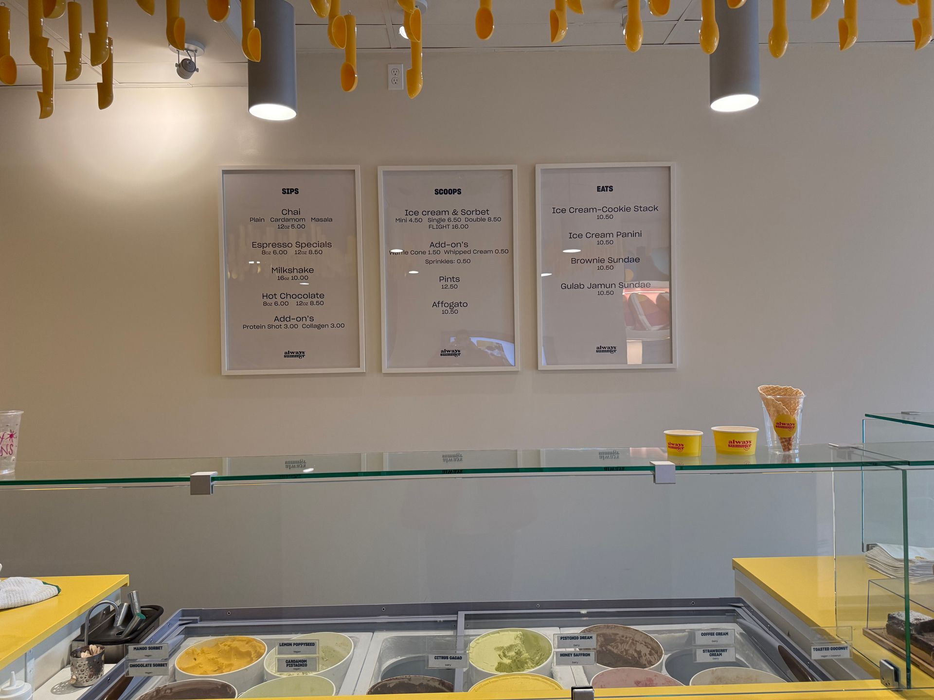 Interior of Always Summer store with menu