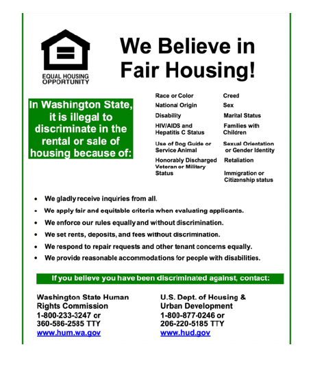 We believe in fair housing graphic