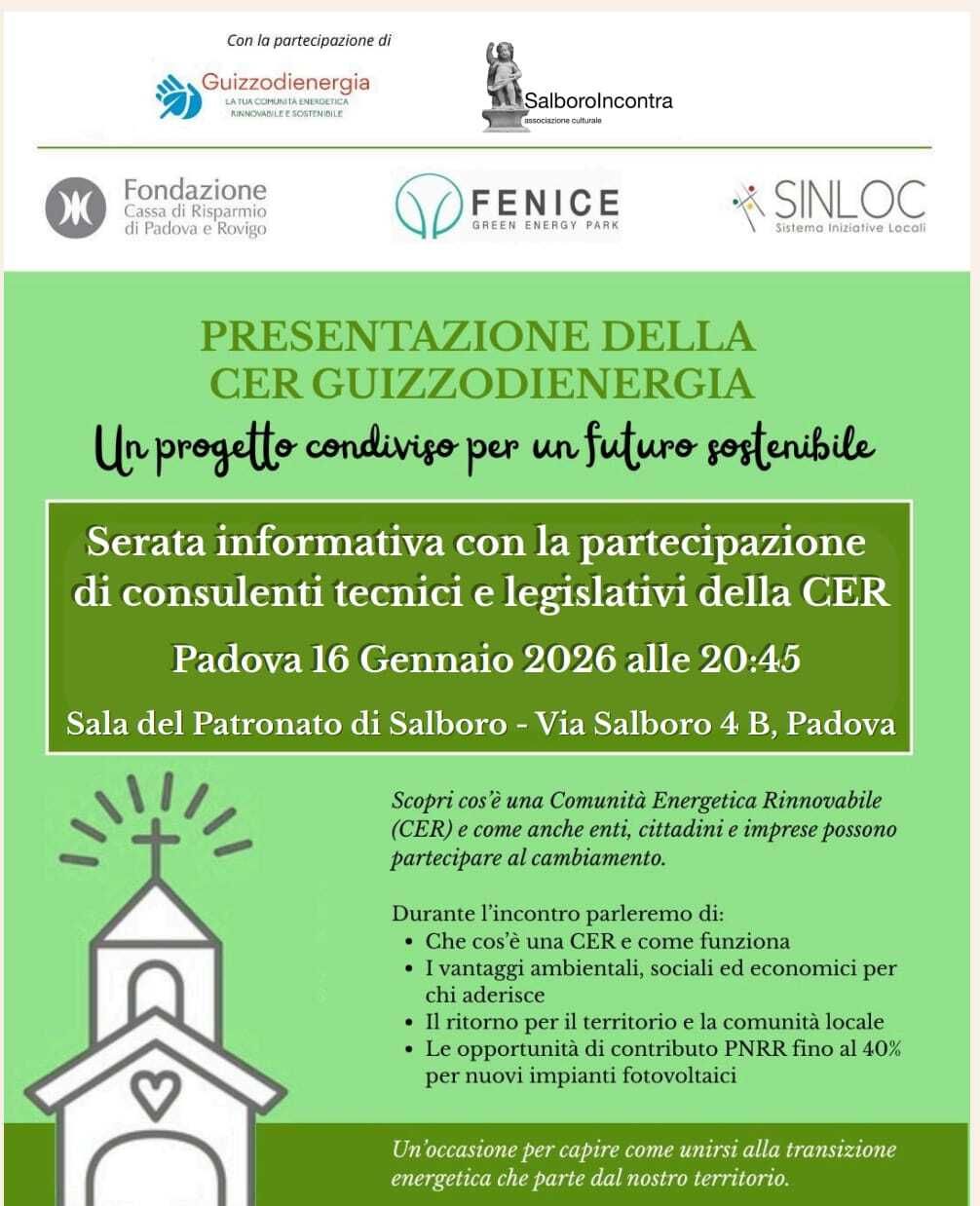 Presentazione CER Guizzodienergia – Salboro 16/1/2026, Padova