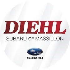 Diehl Subaru of Massillon logo. Red text on white, Subaru emblem at the bottom.