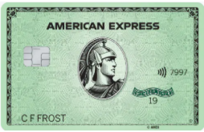 Green American Express credit card with Centurion logo.