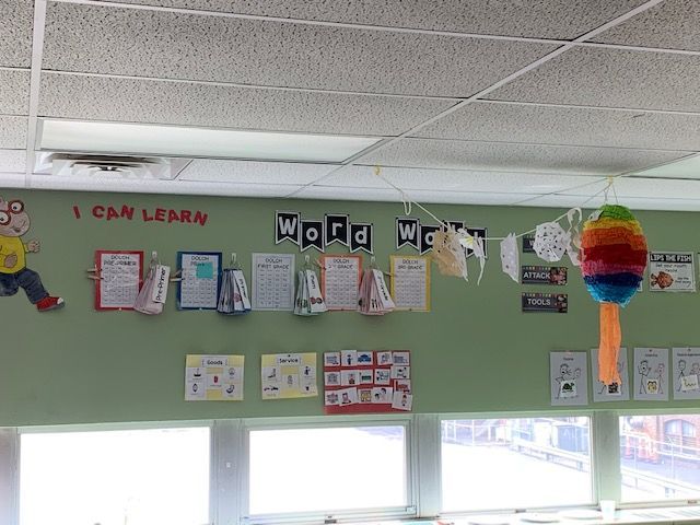Classroom wall with 