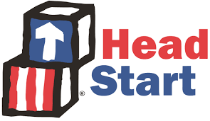 Head Start logo: blocks with up arrow, red/white stripes, and text 