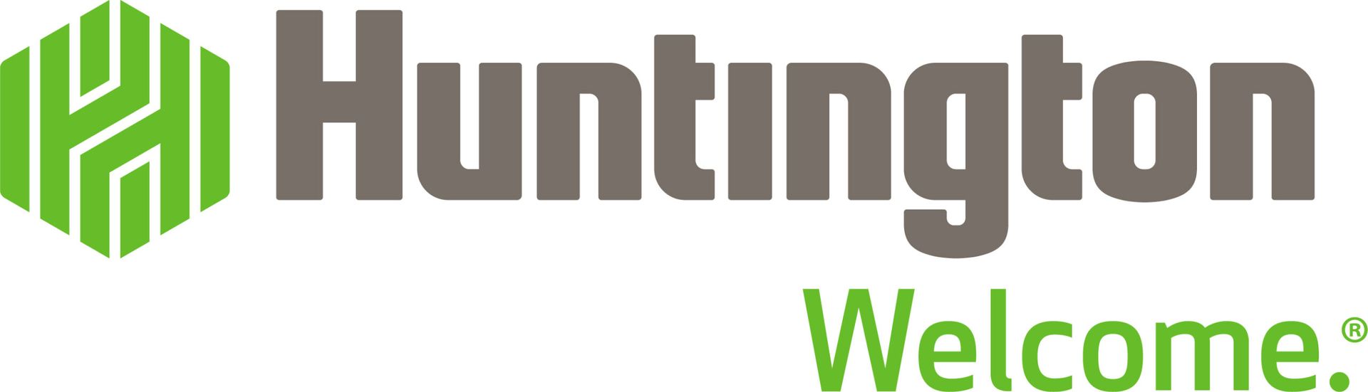 Huntington logo with green hexagon icon and text