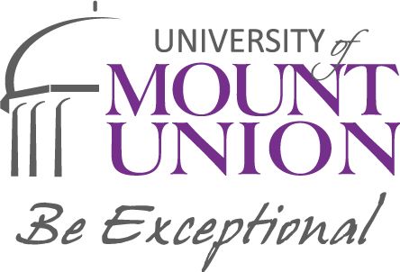 University of Mount Union logo with purple text and grey architectural element; slogan