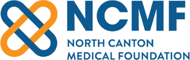 Logo for North Canton Medical Foundation: blue and orange intertwined loops with 