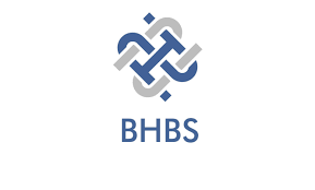 BHBS logo: Intertwined blue and gray shapes above 