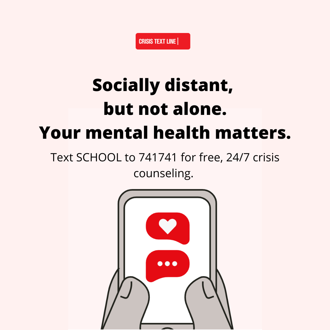 Advertisement: Hands holding a phone with heart and chat bubble icons; text 