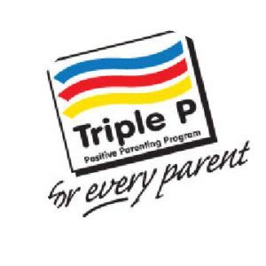 Triple P logo: blue, red, yellow stripes in a box,