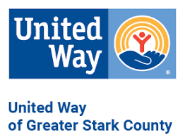 United Way logo: blue text on blue rectangle, icon of hand holding a person inside circles.