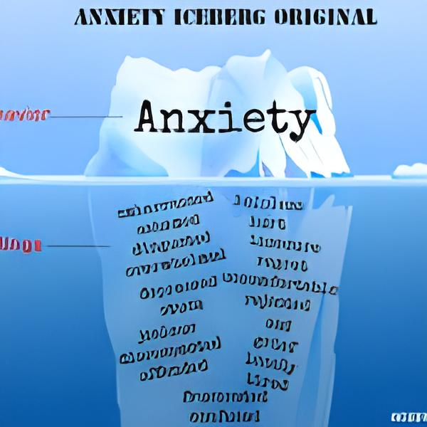 An iceberg graphic about anxiety. Above the water is
