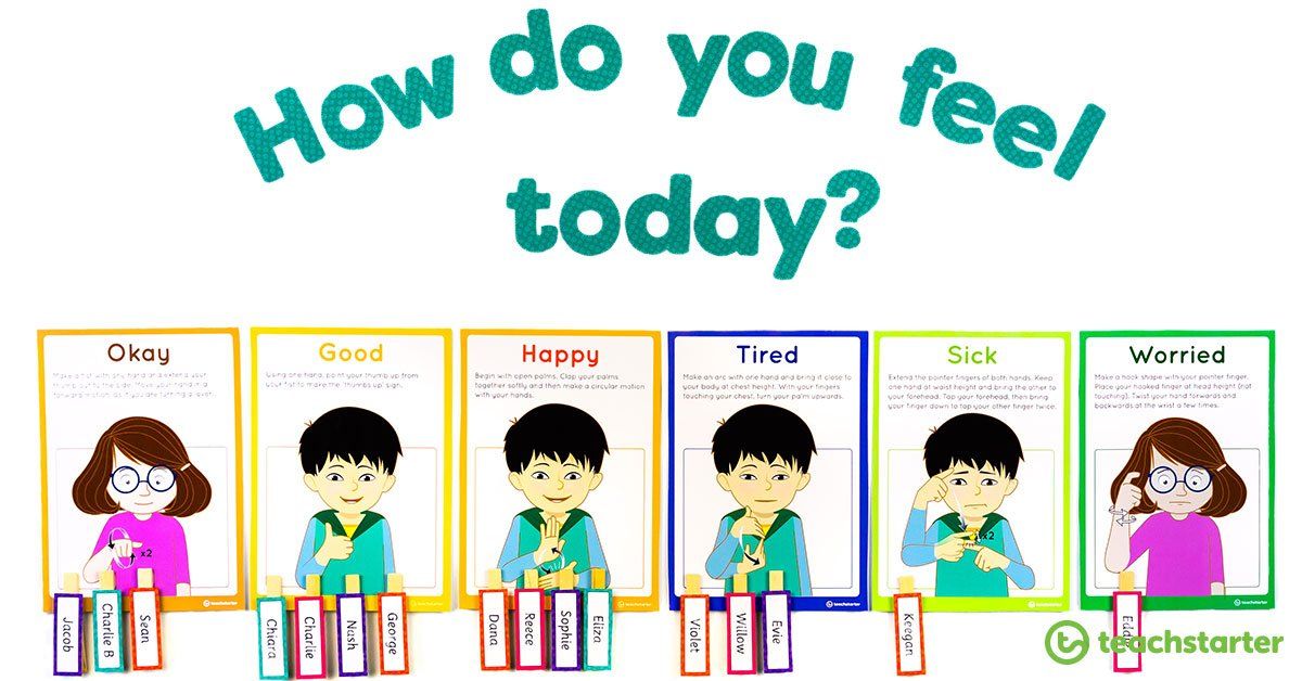 Visual aid: Six cards with children illustrating