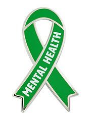 Green ribbon pin with the words 