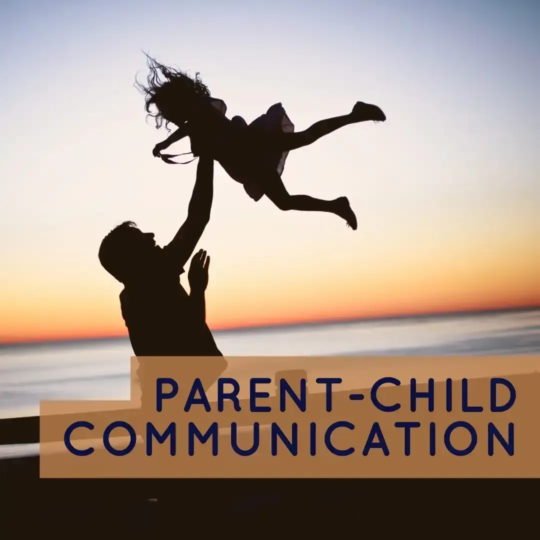 Silhouette of a parent tossing a child in the air at sunset, labeled