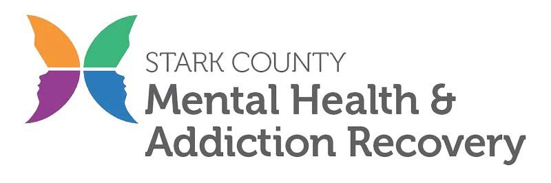 Logo of Stark County Mental Health & Addiction Recovery. Features a colorful butterfly-like shape, with text.