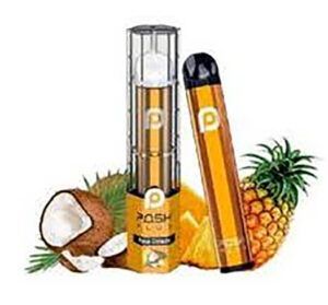 Posh disposable vapes with pineapple, coconut, and orange slices.