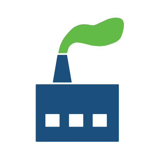 icon of a manufacturing facility producing smog
