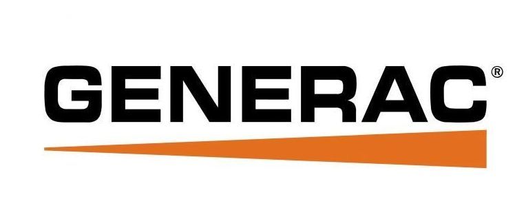 The logo for generac is orange and black on a white background.