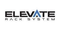 ELEVATE Rack System logo in black and blue on a white background