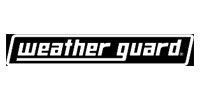 Weather Guard logo in white italic text on a black rectangular background