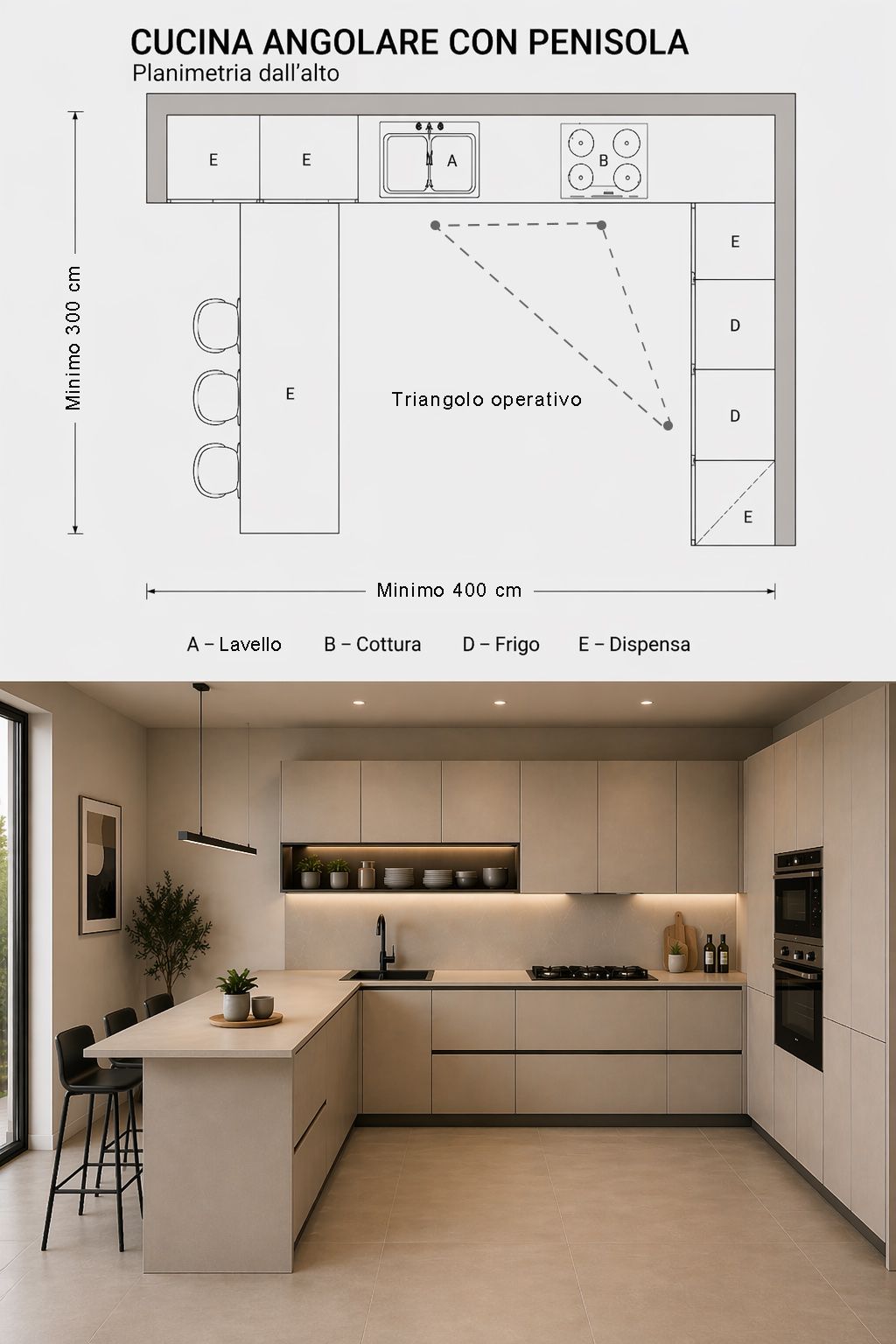 cucina angolare con penisola progettazione cucina Montella Domus