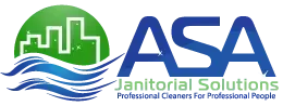 A logo for asa janitorial solutions professional cleaners for professional people