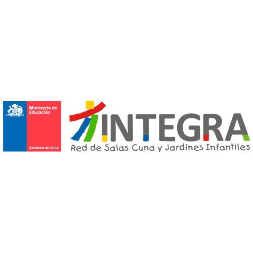 Logotipo de Integra, red de guarderías infantiles en Chile. Incluye la bandera chilena y la palabra