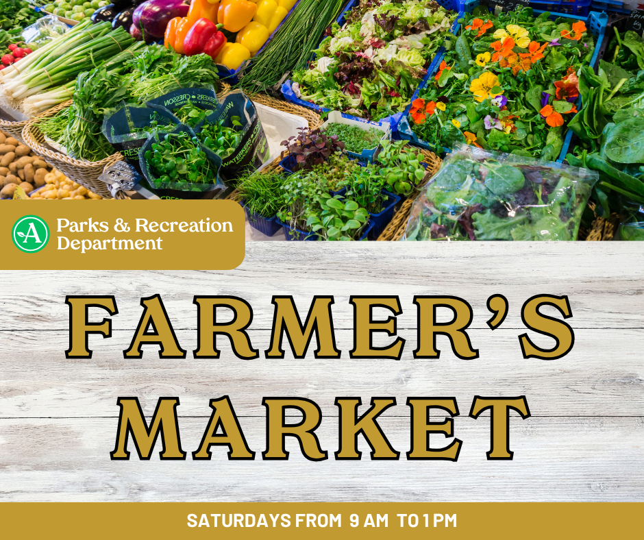 Antioch, IL Farmers Market, strawberries in basket, logo with