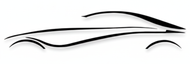 Silhouette di un'auto, linee nere su sfondo bianco, design minimale.