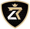 Black shield logo with a stylized white Z and gold crown accents