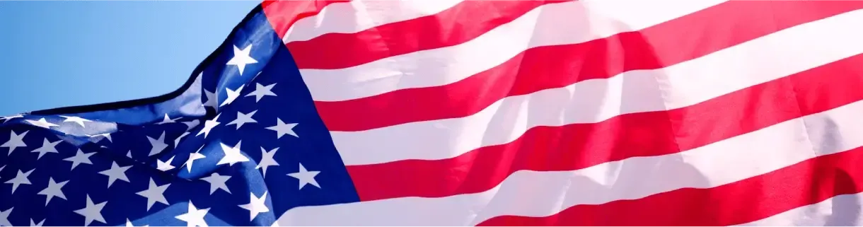 Waving American flag with stars and red-and-white stripes