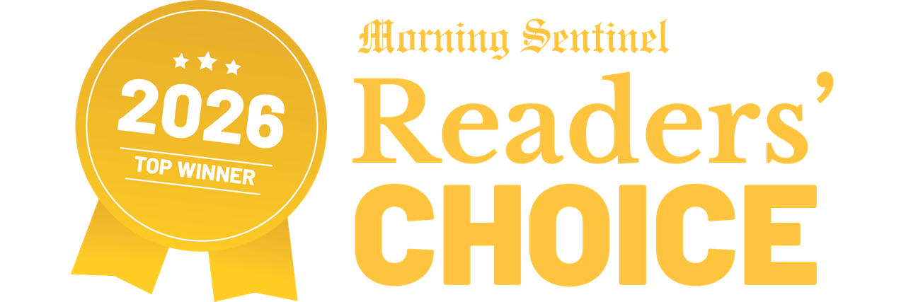 2026 gold Readers’ Choice winner badge with “Morning Sentinel” and “Readers’ Choice” text