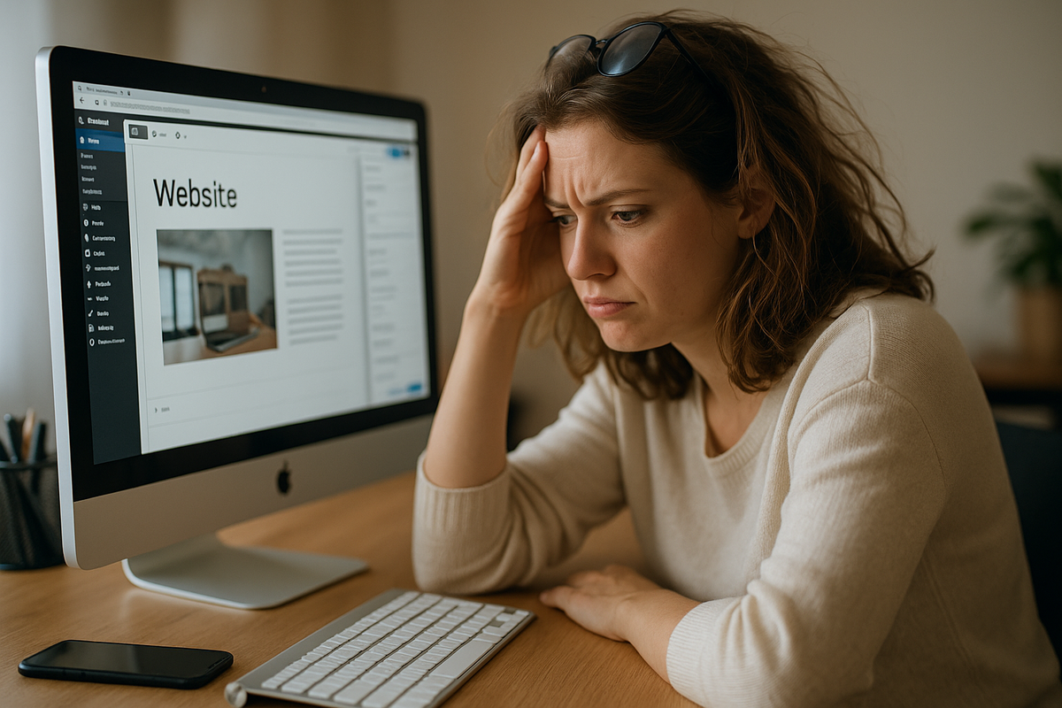 A confused person looking at a DIY website