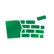 A green icon of a brick wall being built.