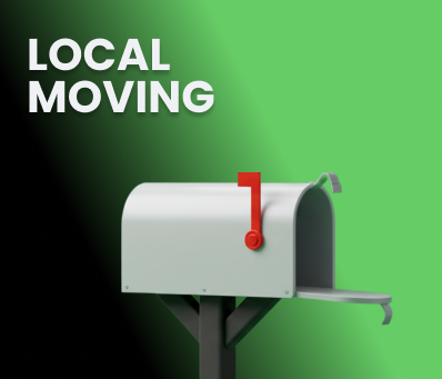 White mailbox with a raised red flag against a green and black background, text reads 