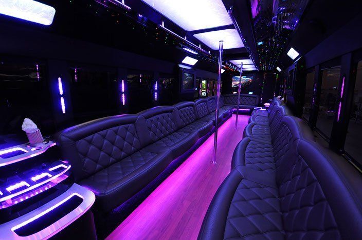 44 passenger party bus rental interior Temecula