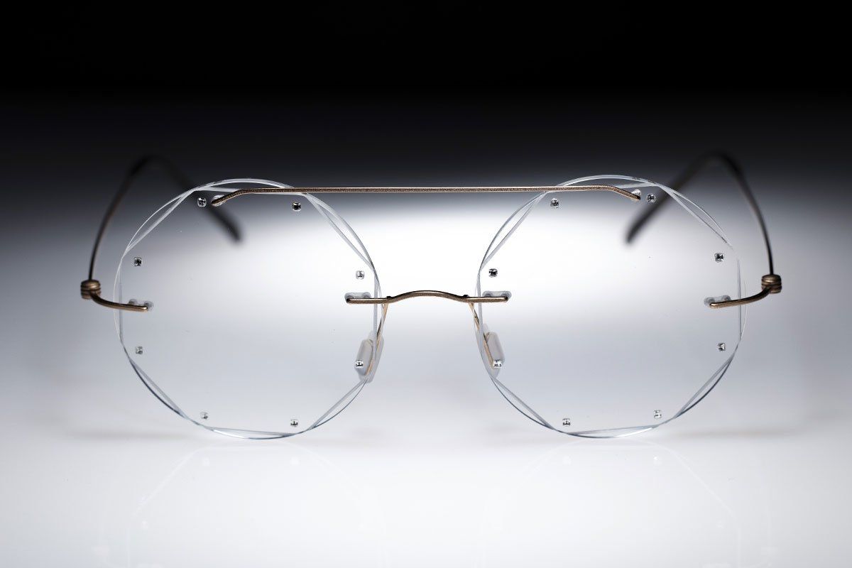 rimless glasses with diamonds