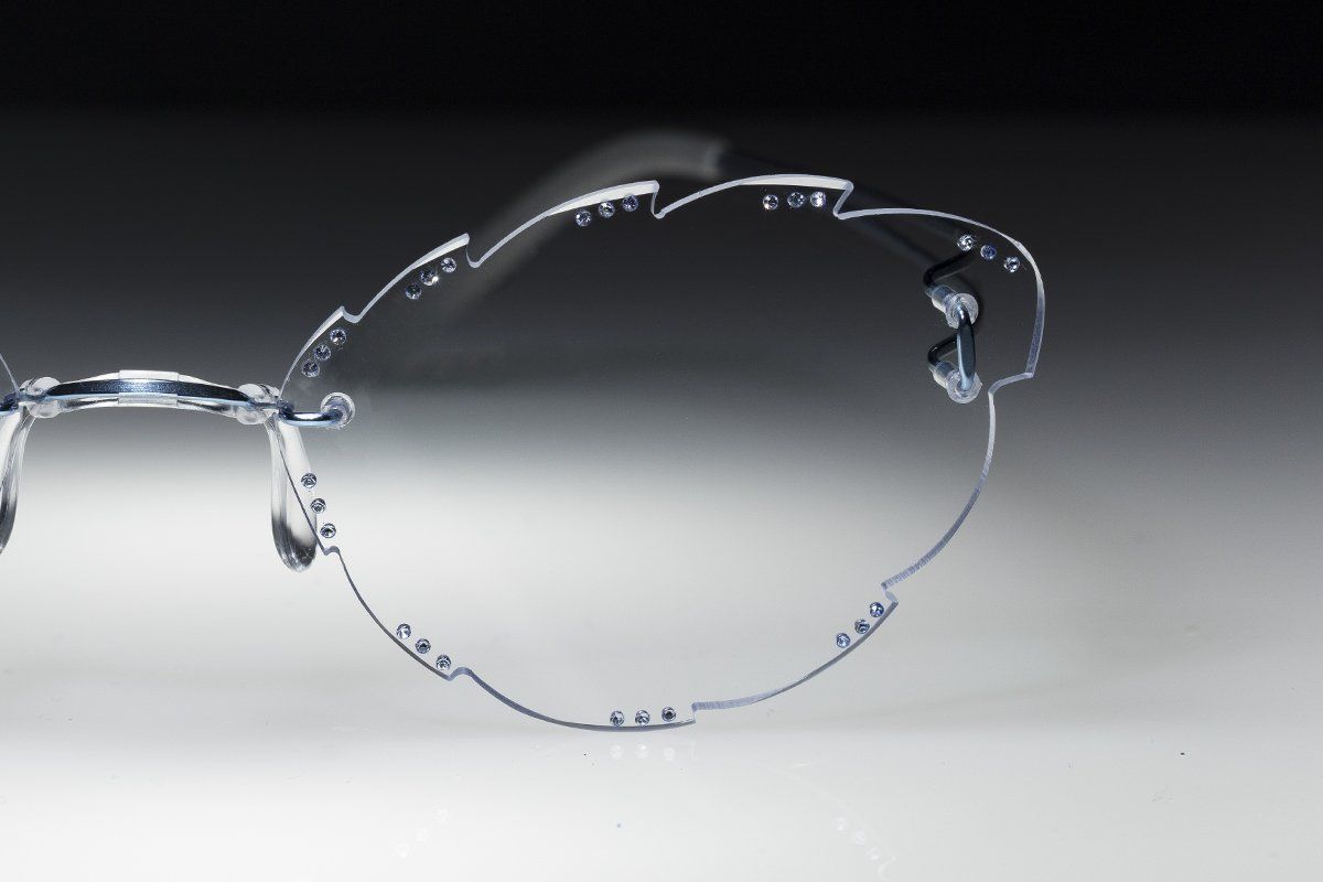 jewelled glasses with blue diamonds